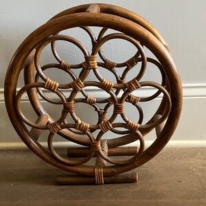 Vintage bentwood rattan bamboo wine rack
